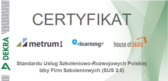 House of Skills z certyfikatem SUS 3.0 – potwierdzamy najwyższą jakość usług rozwojowych